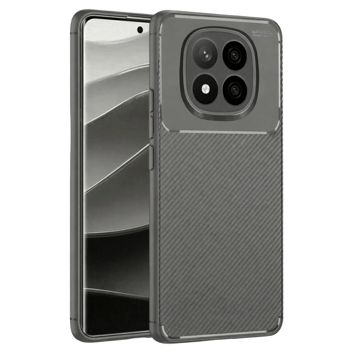 Xiaomi Redmi Note 14 Pro Plus Kılıf Auto Focus Karbon Kapak - Gri