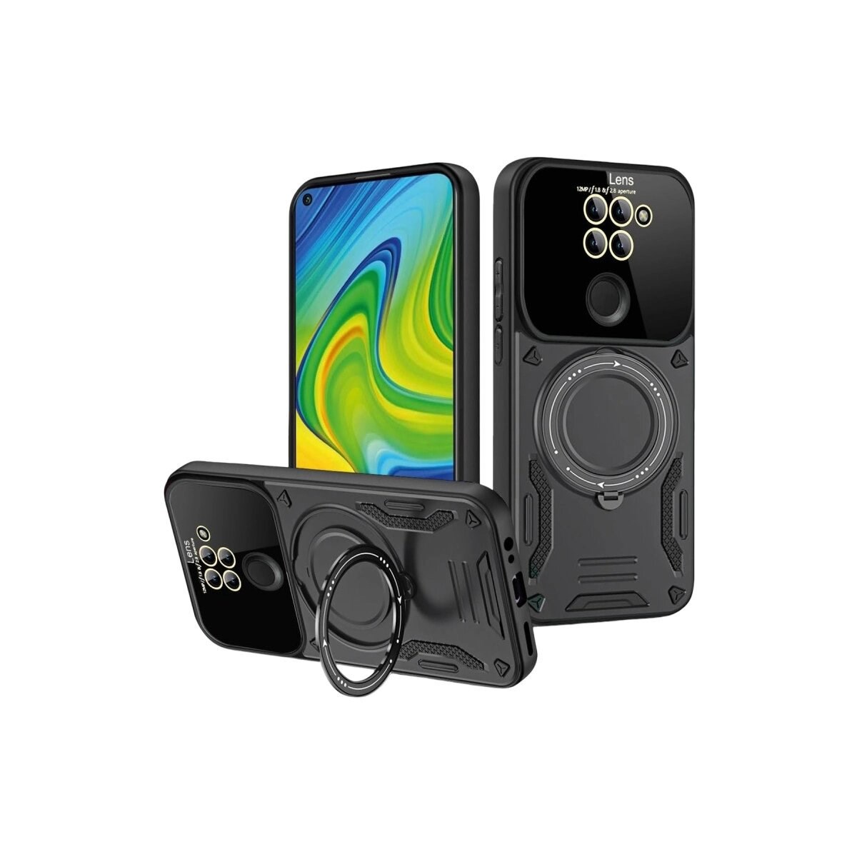 Xiaomi Redmi Note 9 Joy Lens Standlı Kapak - Siyah