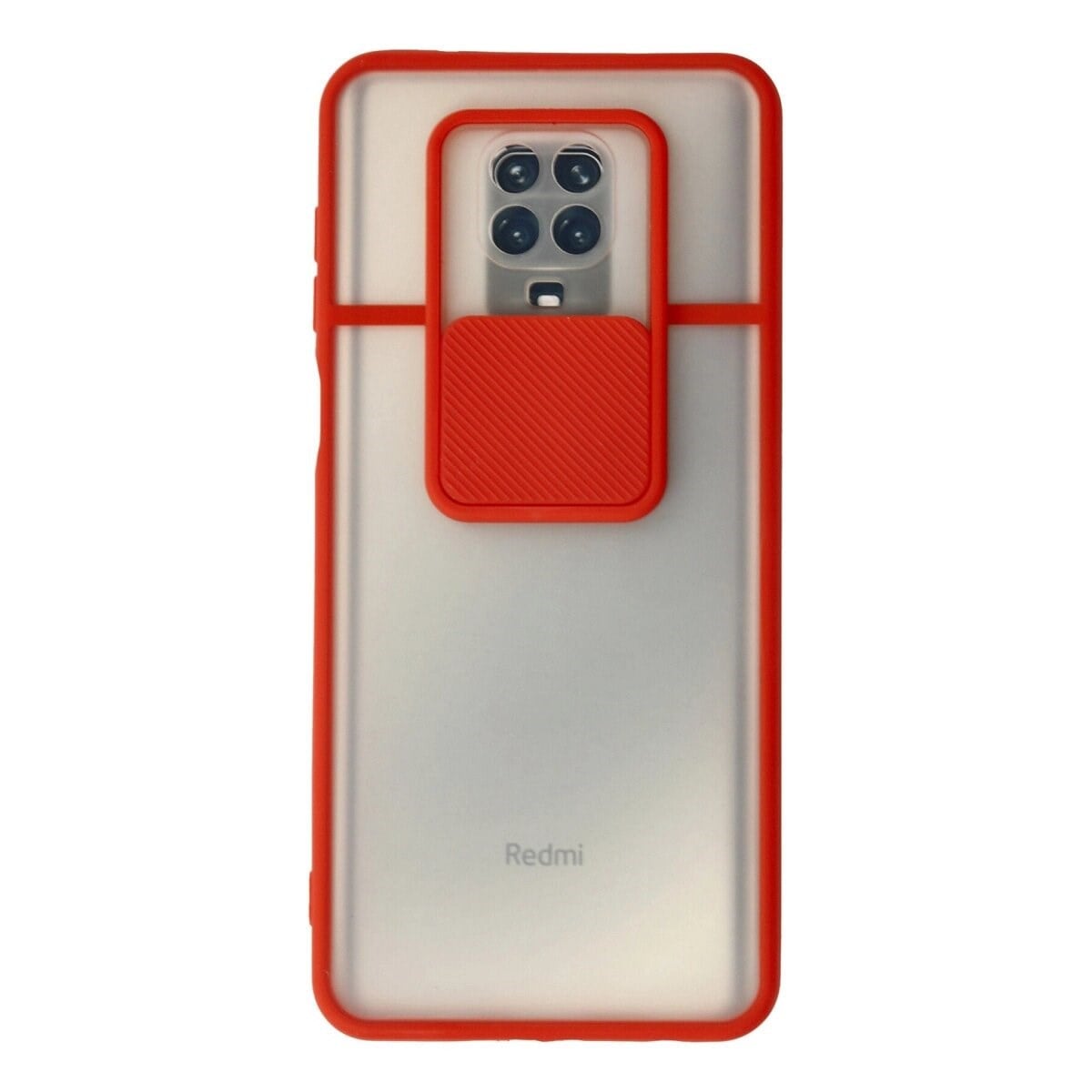 Xiaomi Redmi Note 9 Pro Kılıf Palm Buzlu Kamera Sürgülü Silikon - Kırmızı