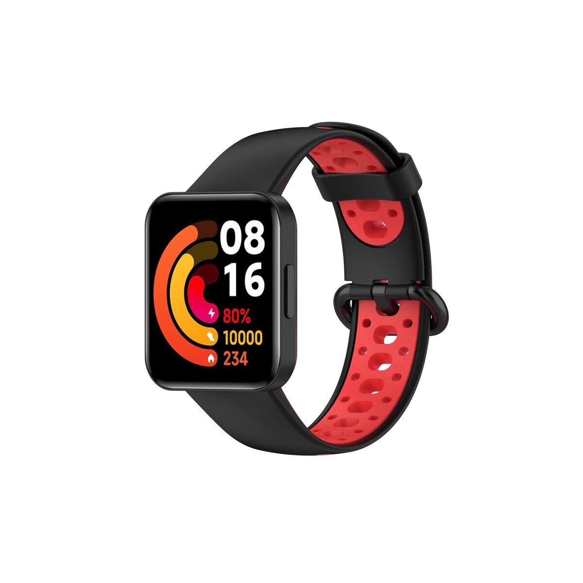 Xiaomi Redmi Watch 2 Spor Delikli Kordon (saat Değildir) - Siyah-kırmızı