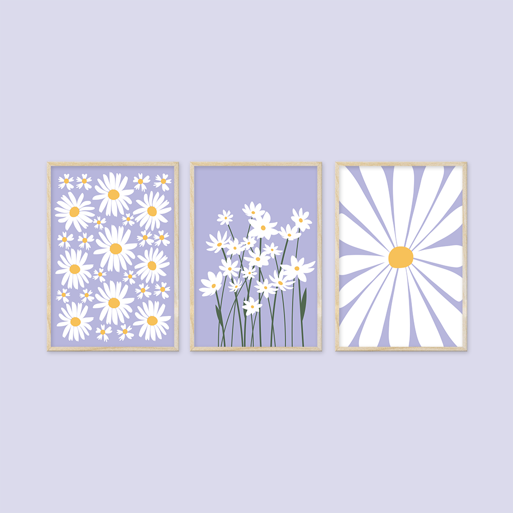 Flower Market Lilac Daisy 3'lü Tablo Seti
