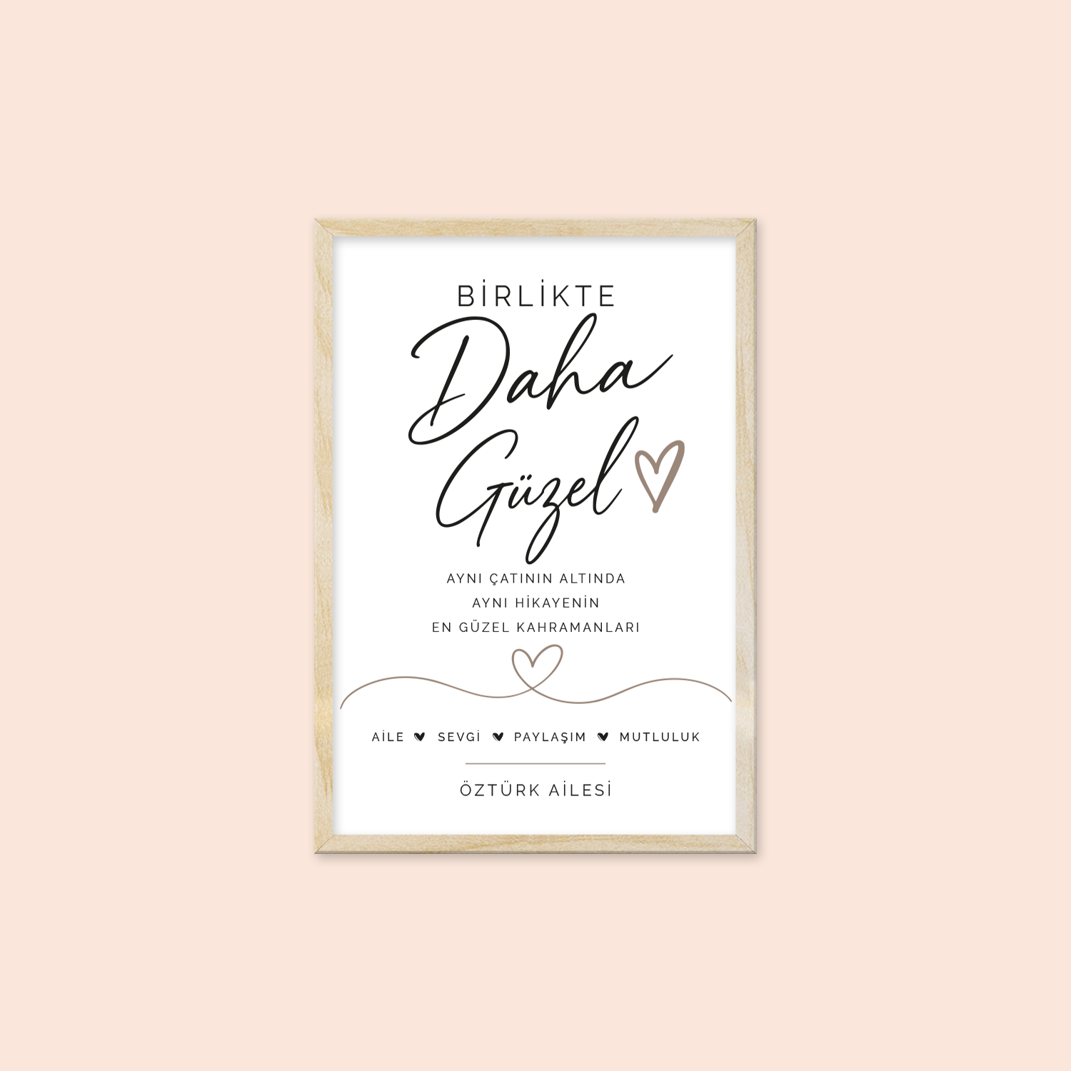 Kişiye Özel Birlikte Daha Güzel Tablosu – Aile İsimli Çerçeveli Tablo