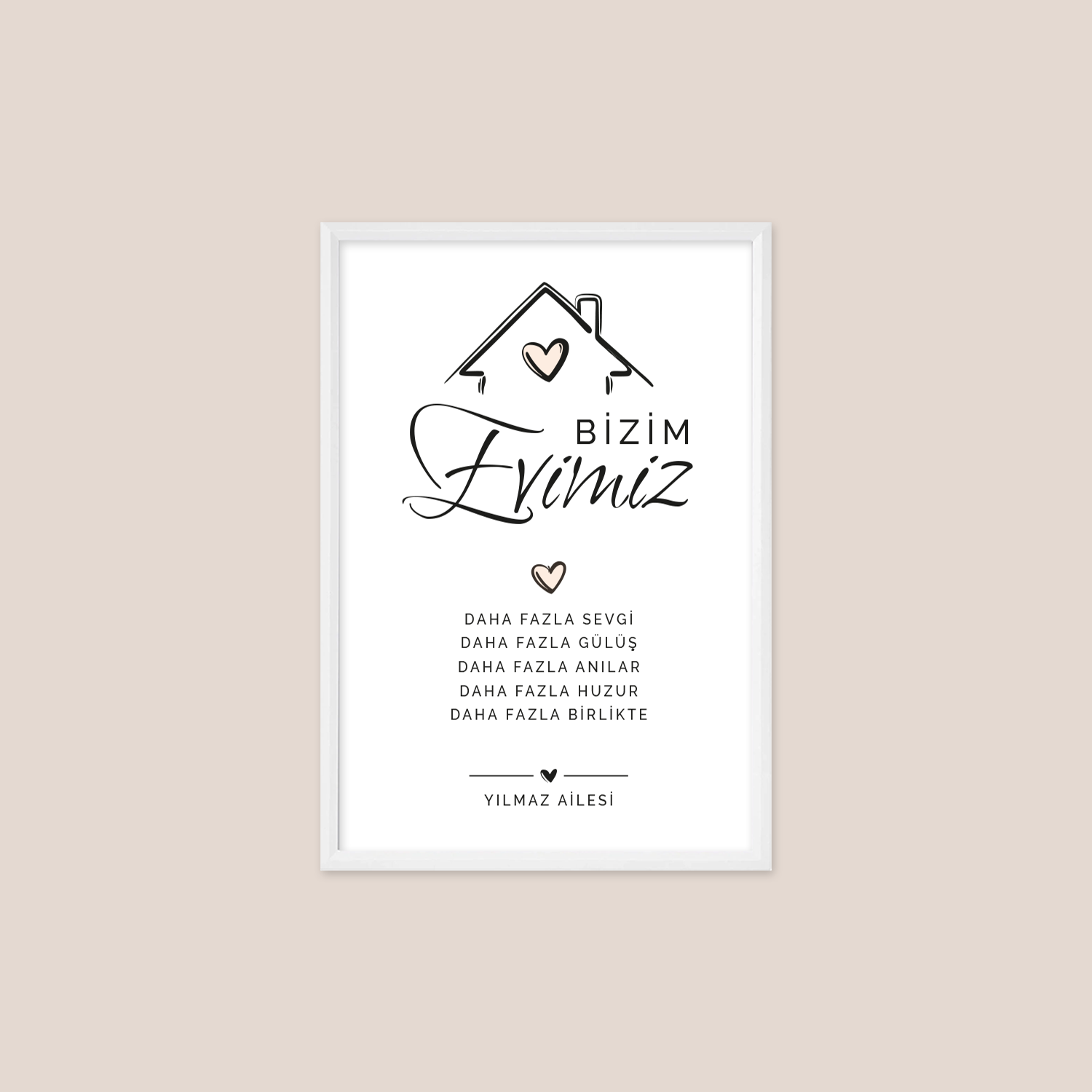 Kişiye Özel Bizim Evimiz Tablosu – Aile ve Ev Temalı Çerçeveli Tablo