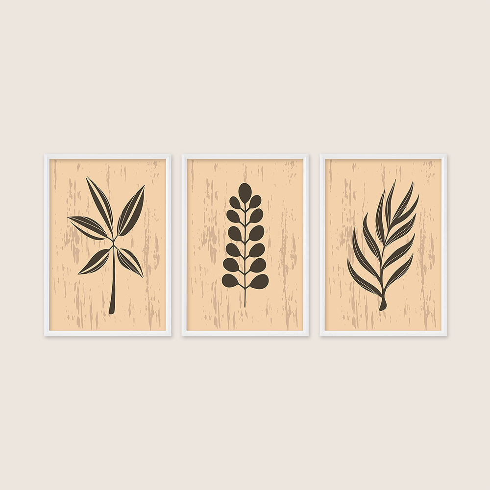 Minimalist Bitki 3'lü Tablo Seti