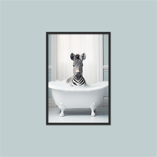 Banyolara Özel - Küvette Yıkanan Zebra A3 Tablo
