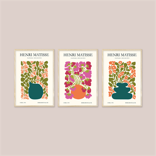 Henri Matisse - Flower Market 3'lü Tablo Seti
