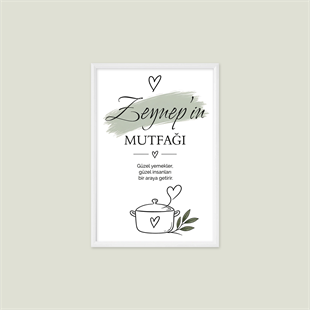 Kişiye Özel Zeynep'in Mutfağı Tablosu – İsme Özel Çerçeveli Mutfak Tablosu
