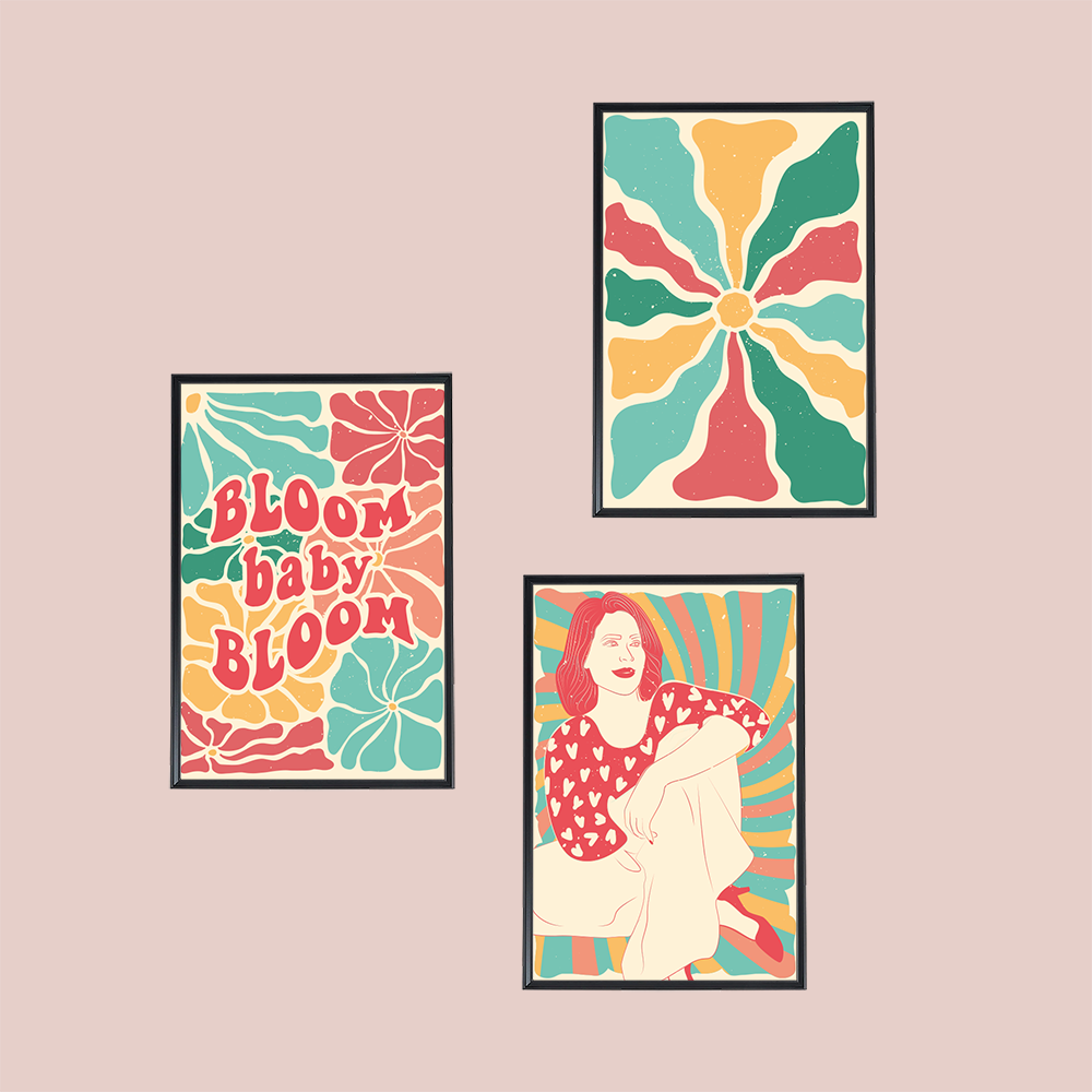Bloom Baby Bloom Yazılı 3'lü Tablo Seti