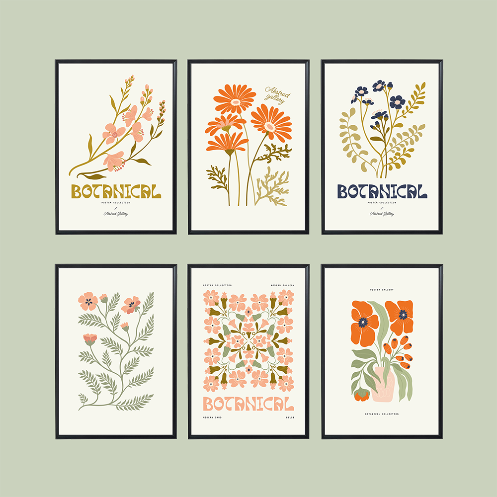 Botanical Floral 6'lı Tablo Seti