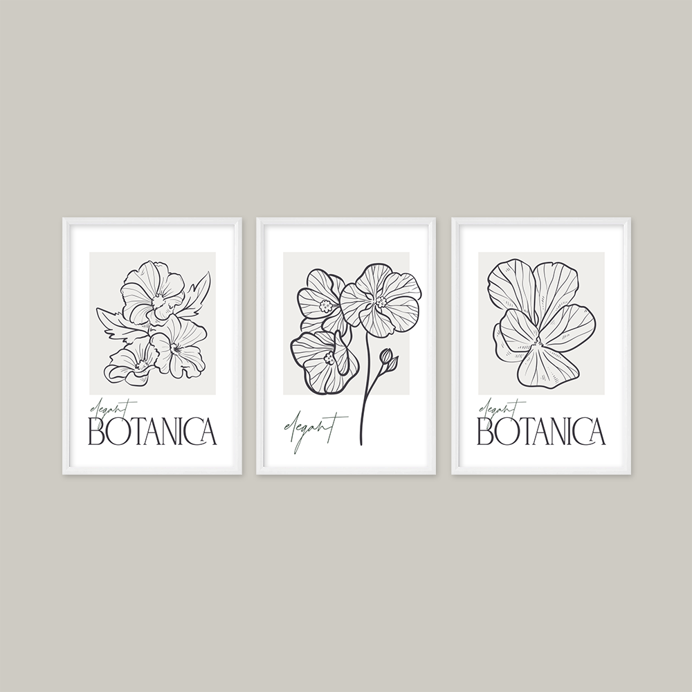 Elegant Botanica Minimalist 3'lü Tablo Seti