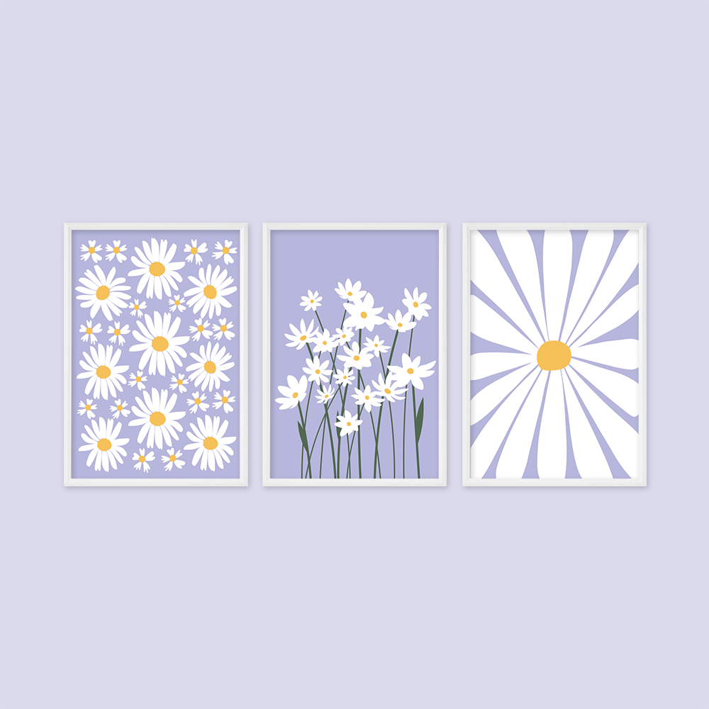 Flower Market Lilac Daisy 3'lü Tablo Seti