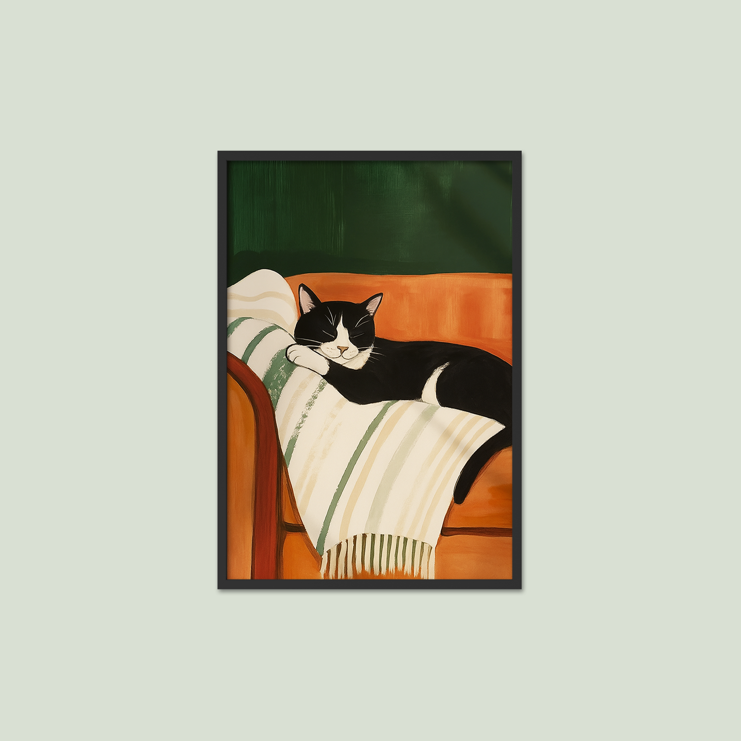 Koltukta Uyuyan Siyah Kedi A3 Tablo