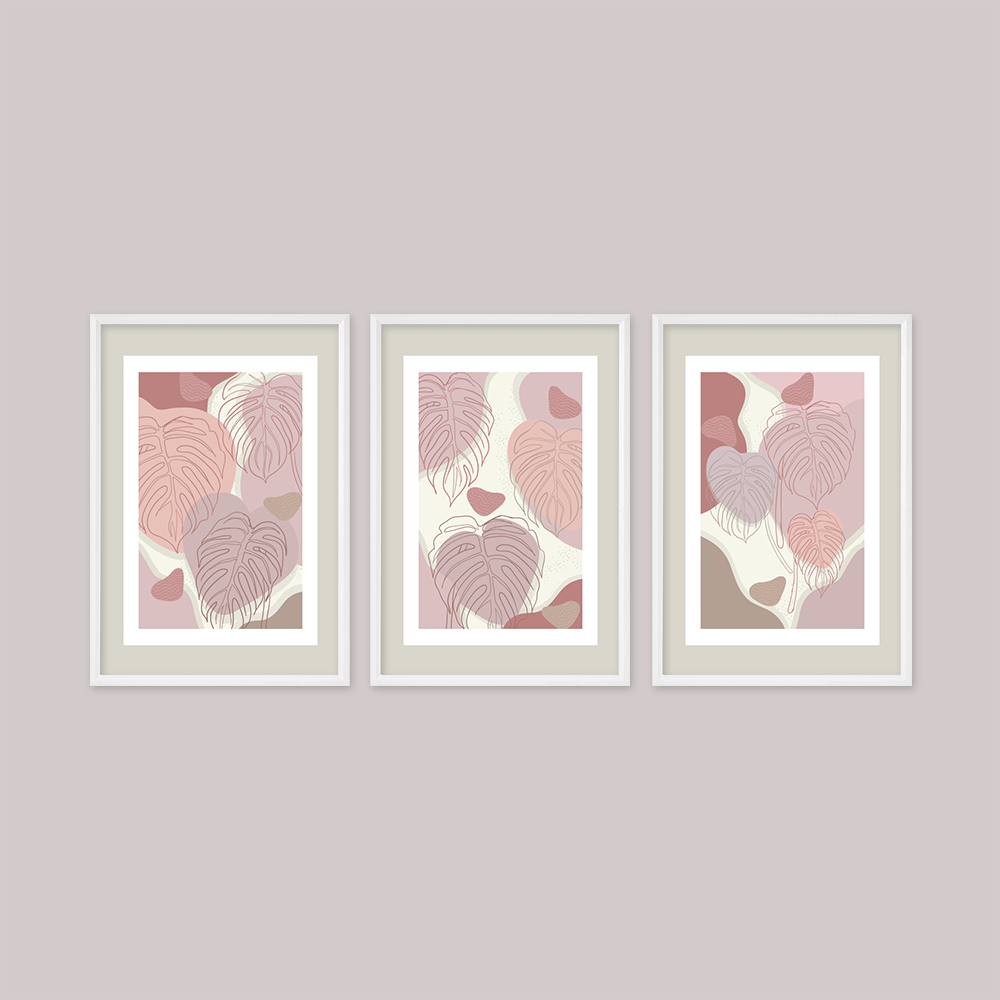 Pembe Yapraklar 3'lü Tablo Seti
