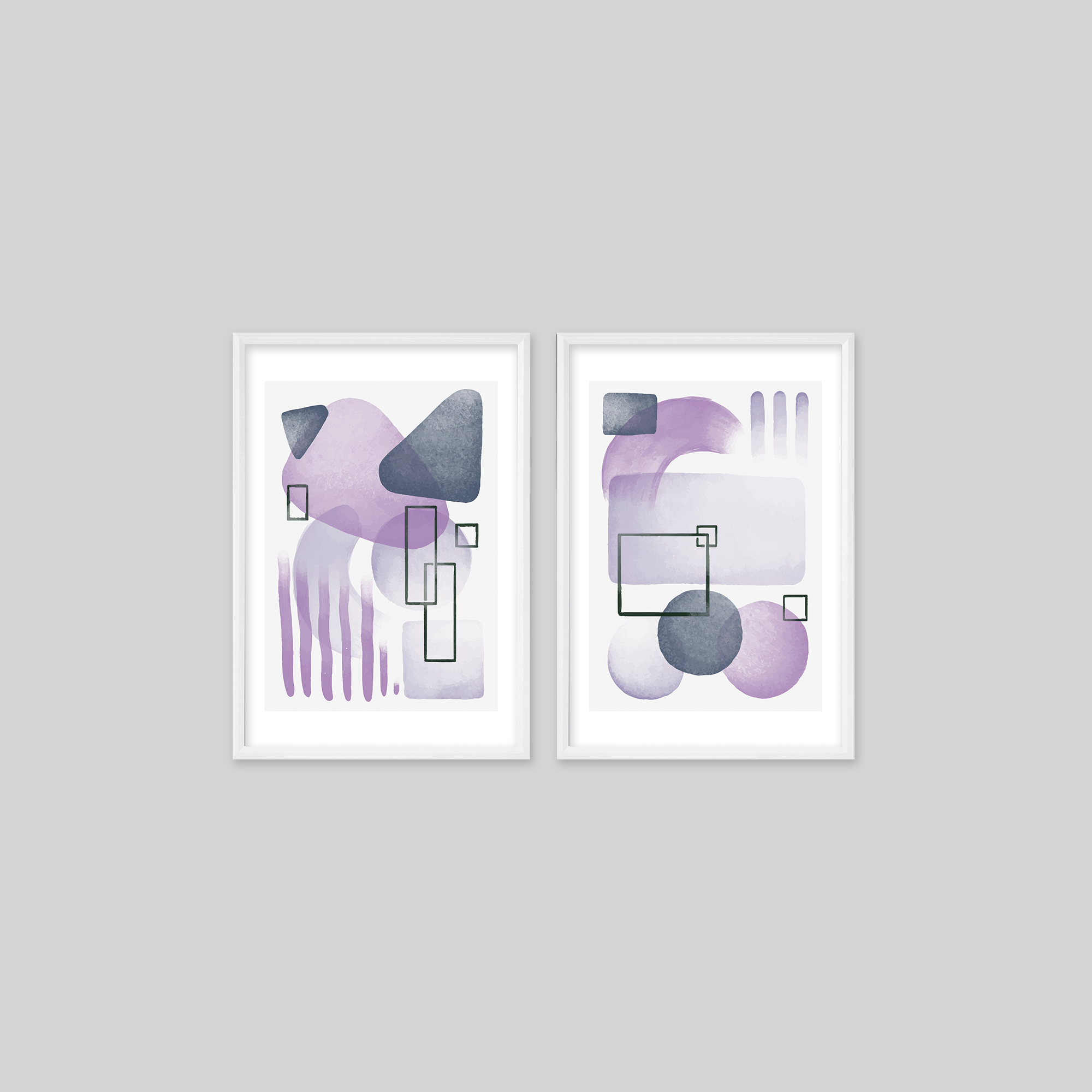 Water Color Purple 2'li Tablo Seti