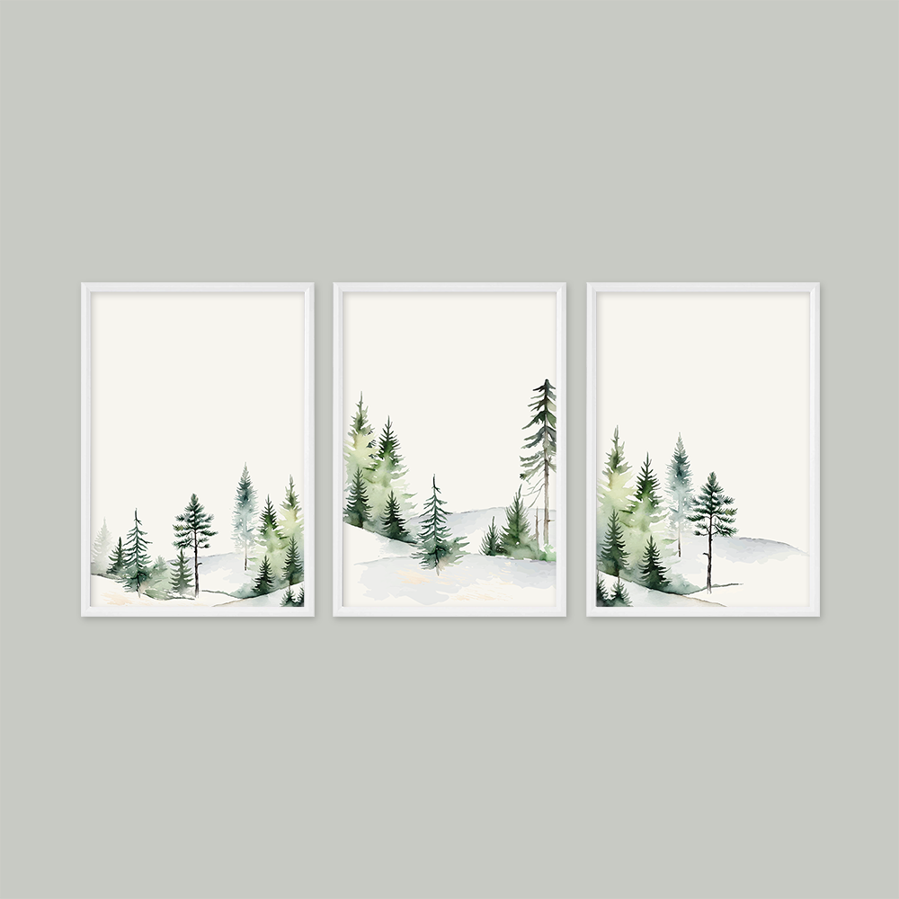 Watercolor Forest 3'lü Tablo Seti