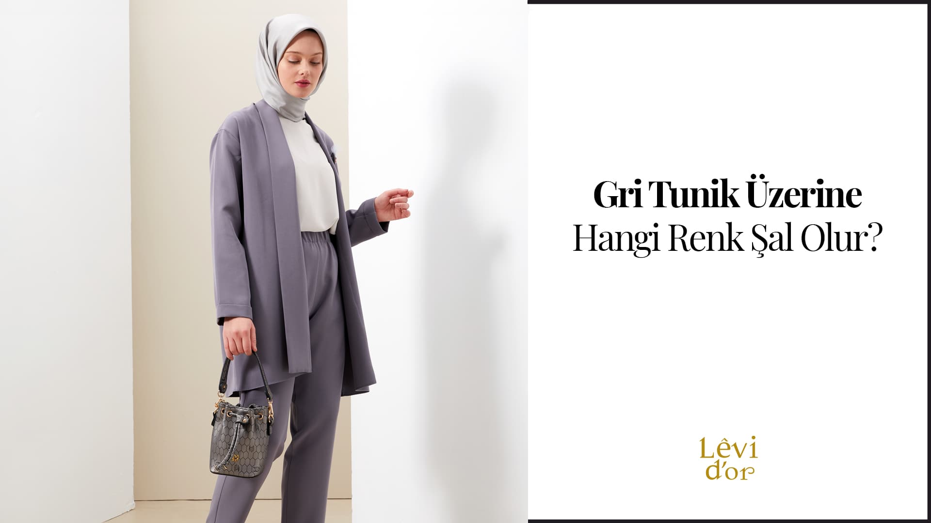 gri tunik şal kombini