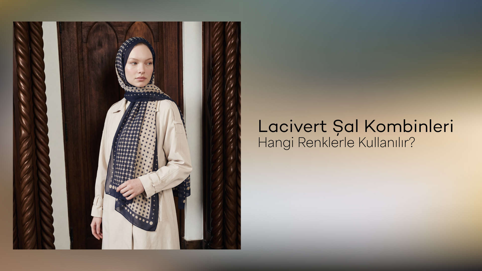 lacivert şal kombinleri