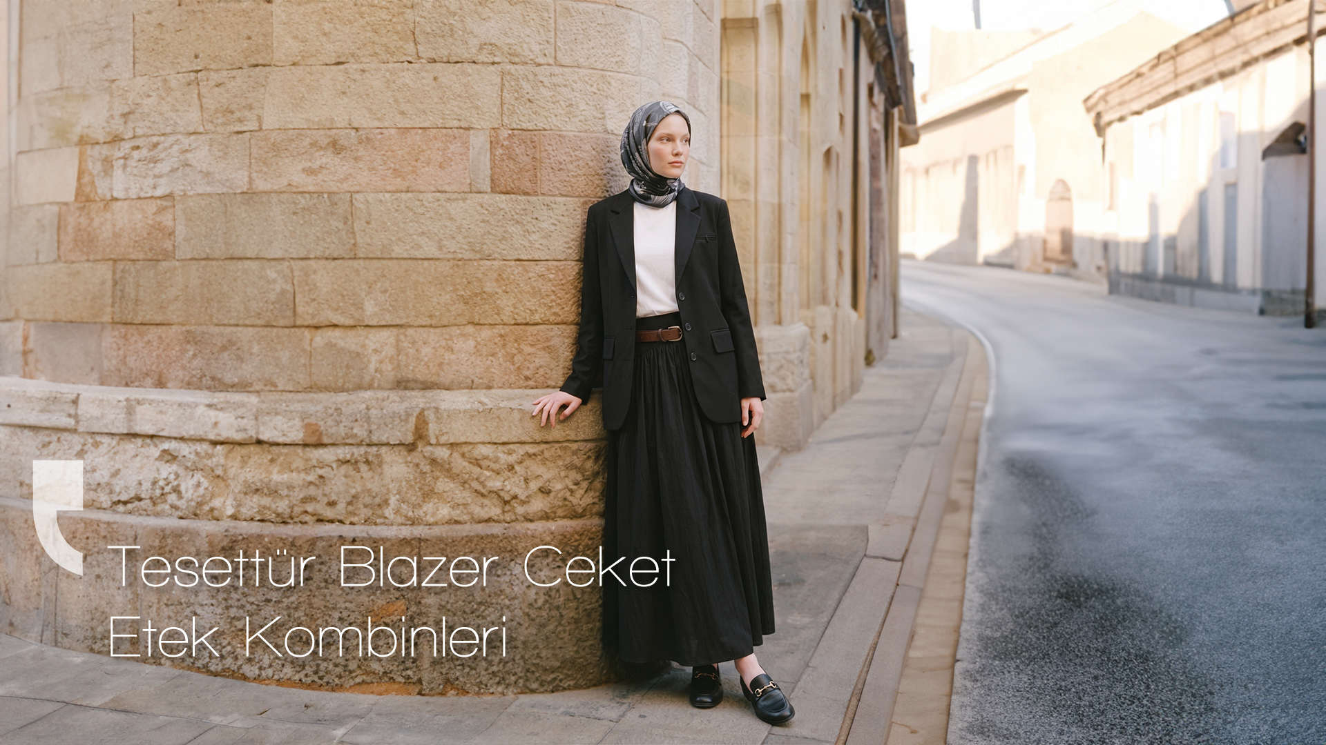 Tesettür blazer ceket etek kombinleri