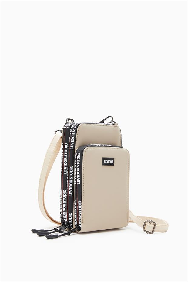 Bej Baskılı Çok Bölmeli Cüzdan