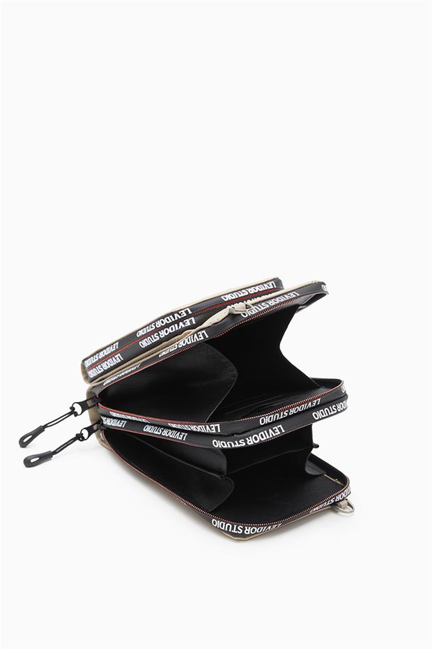 Bej Baskılı Çok Bölmeli Cüzdan