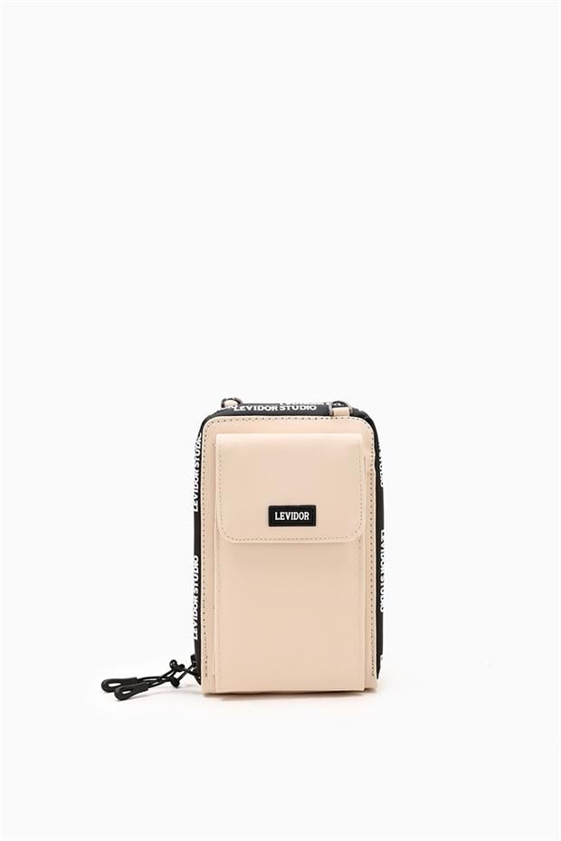 Bej Çok Gözlü Telefon Bölmeli Cüzdan