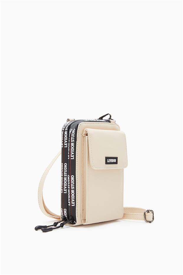 Bej Çok Gözlü Telefon Bölmeli Cüzdan