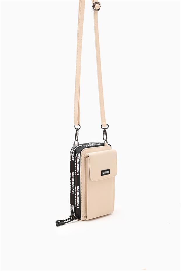 Bej Çok Gözlü Telefon Bölmeli Cüzdan