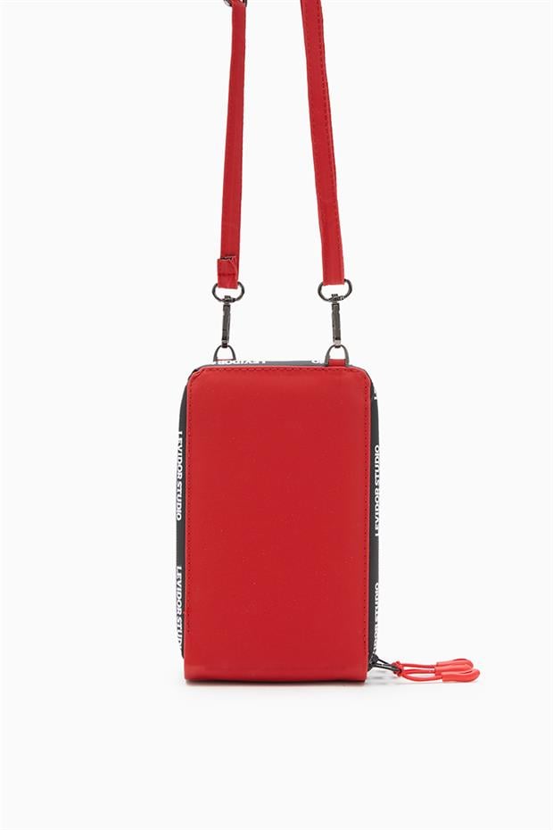 Kırmızı Baskılı Çok Bölmeli Cüzdan