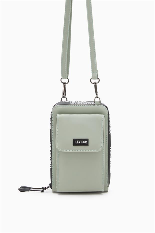 Mint Yeşili Çok Gözlü Telefon Bölmeli Cüzdan