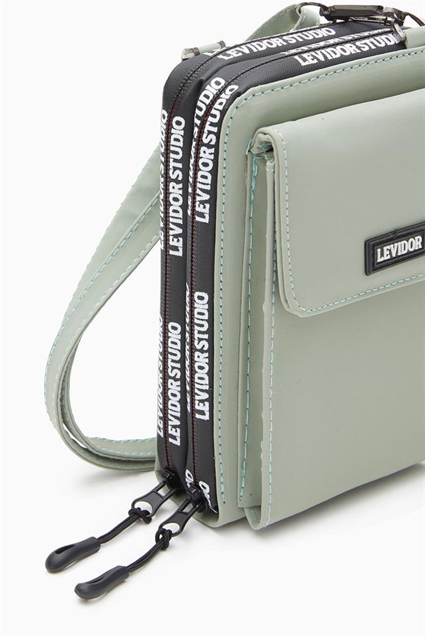 Mint Yeşili Çok Gözlü Telefon Bölmeli Cüzdan