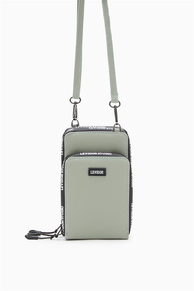 Mint Yeşili Baskılı Çok Bölmeli Cüzdan