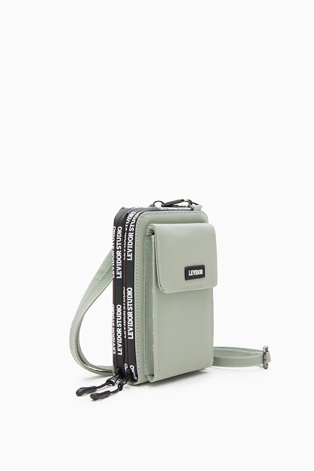 Mint Yeşili Çok Gözlü Telefon Bölmeli Cüzdan