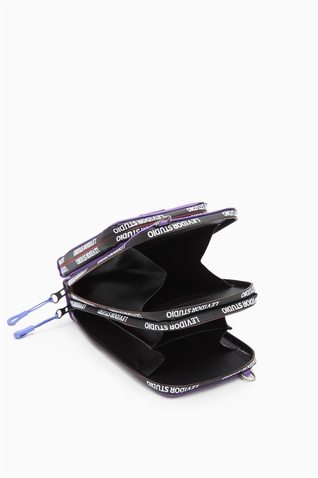 Mor Baskılı Çok Bölmeli Cüzdan