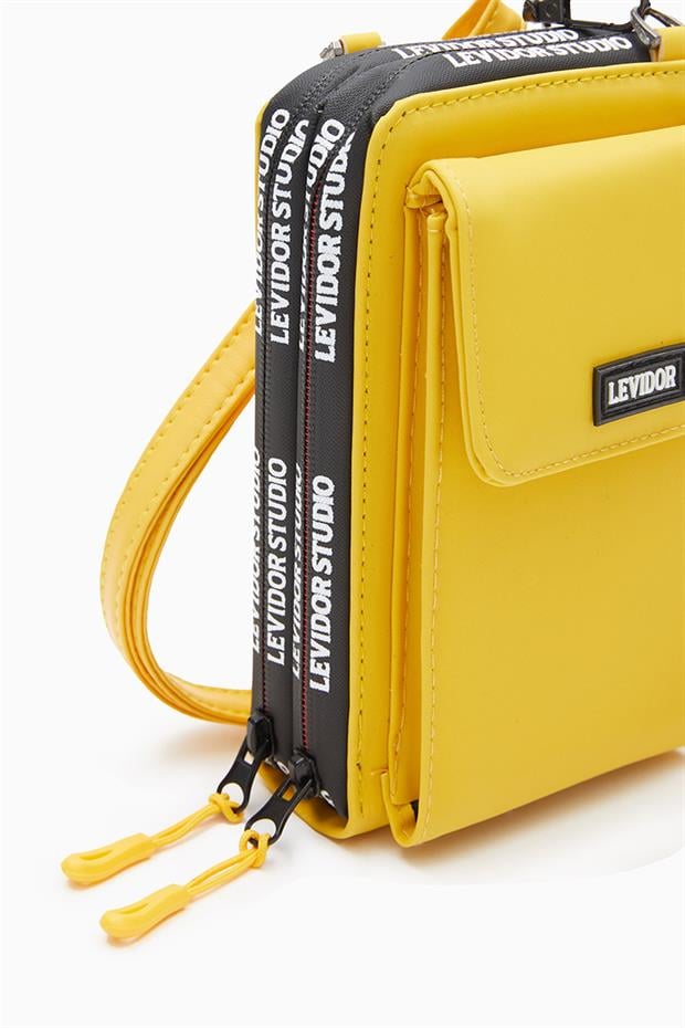 Sarı Çok Gözlü Telefon Bölmeli Cüzdan