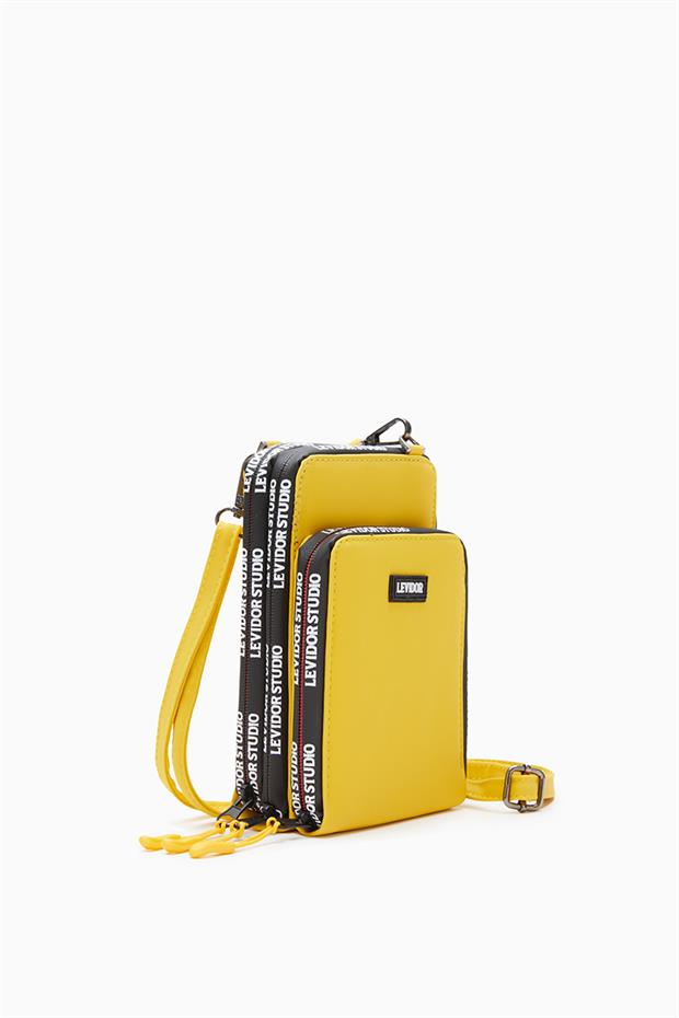 Sarı Baskılı Çok Bölmeli Cüzdan