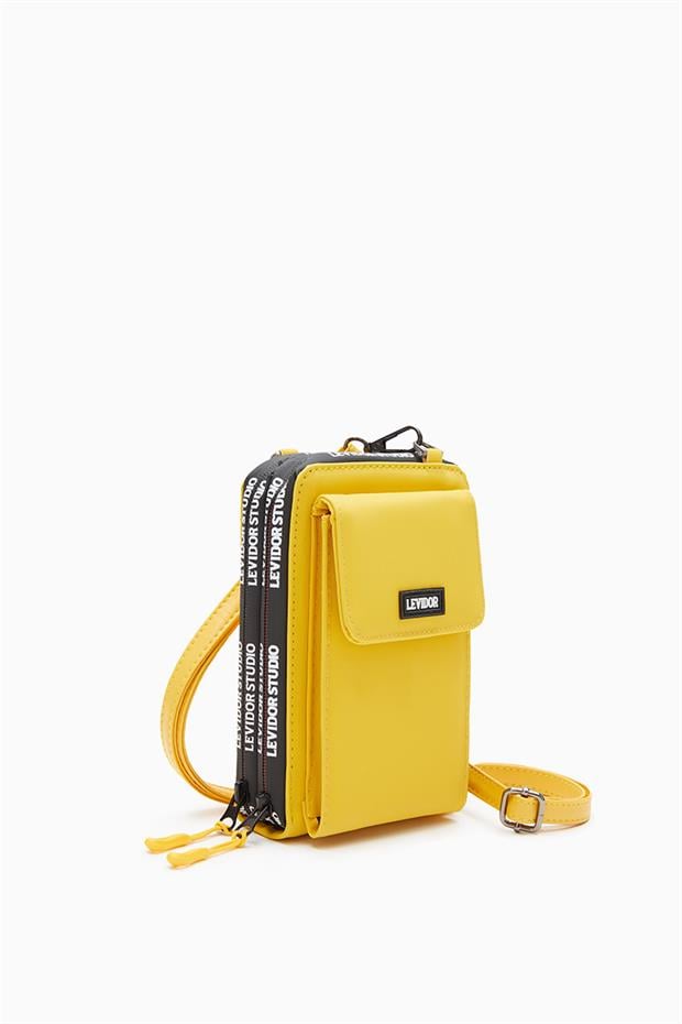 Sarı Çok Gözlü Telefon Bölmeli Cüzdan