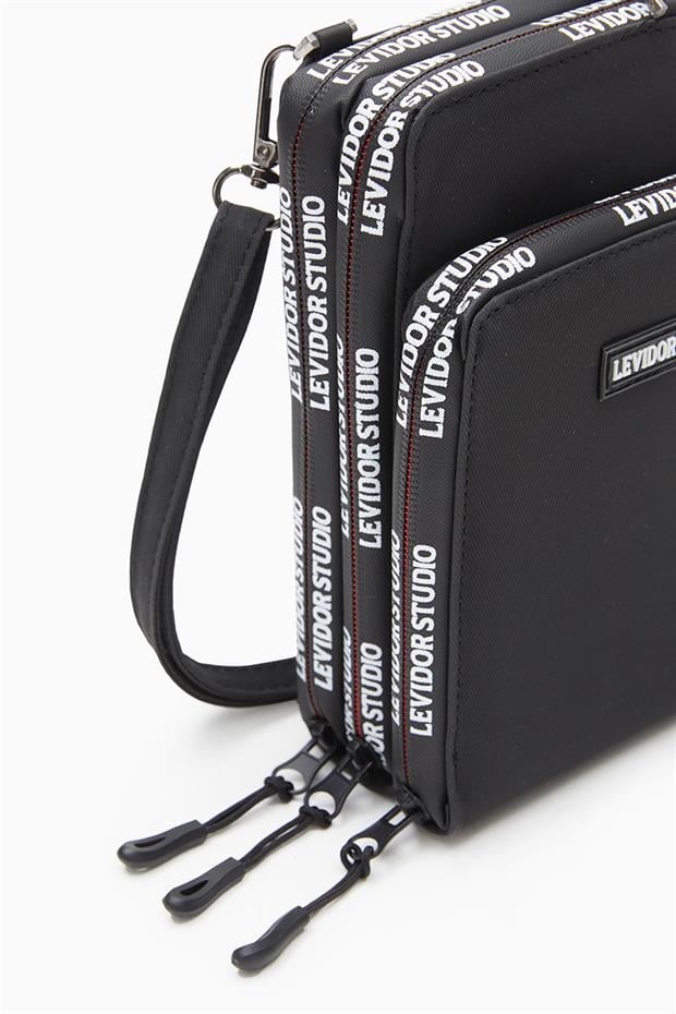 Siyah Baskılı Çok Bölmeli Cüzdan