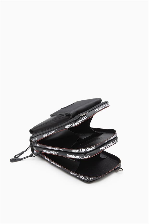 Siyah Çok Gözlü Telefon Bölmeli Cüzdan