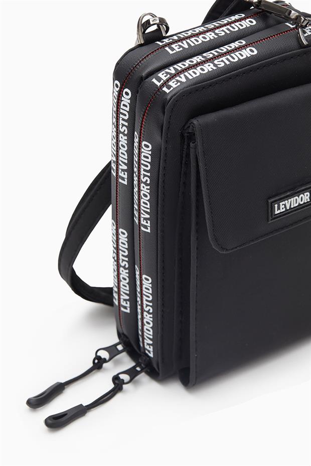 Siyah Çok Gözlü Telefon Bölmeli Cüzdan