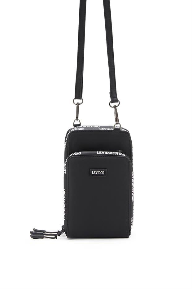 Siyah Baskılı Çok Bölmeli Cüzdan