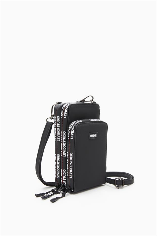 Siyah Baskılı Çok Bölmeli Cüzdan