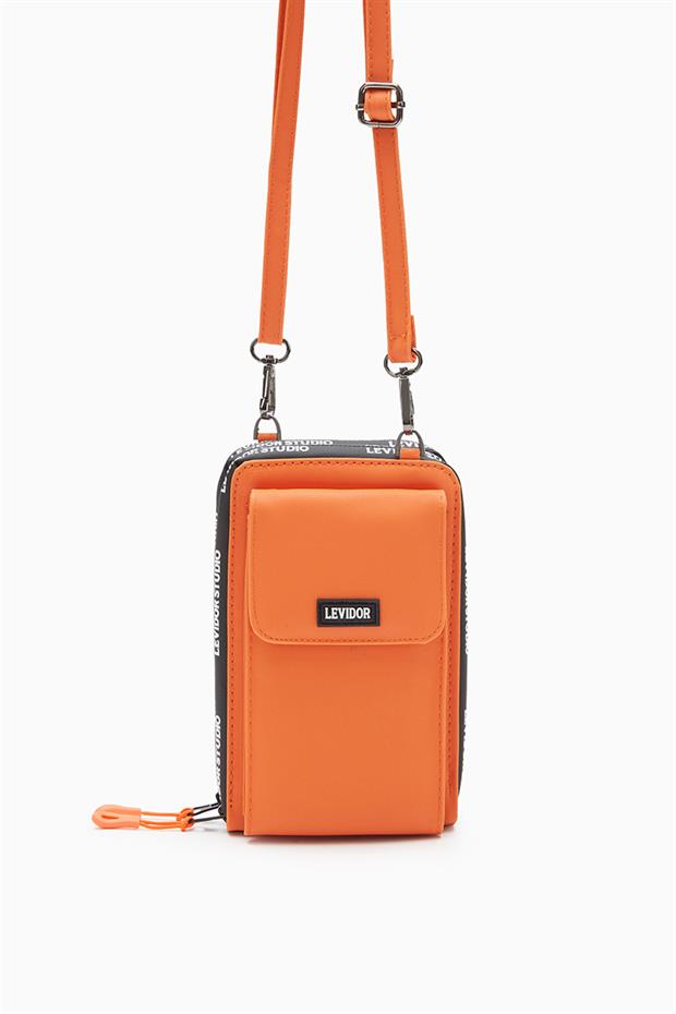 Turuncu Çok Gözlü Telefon Bölmeli Cüzdan