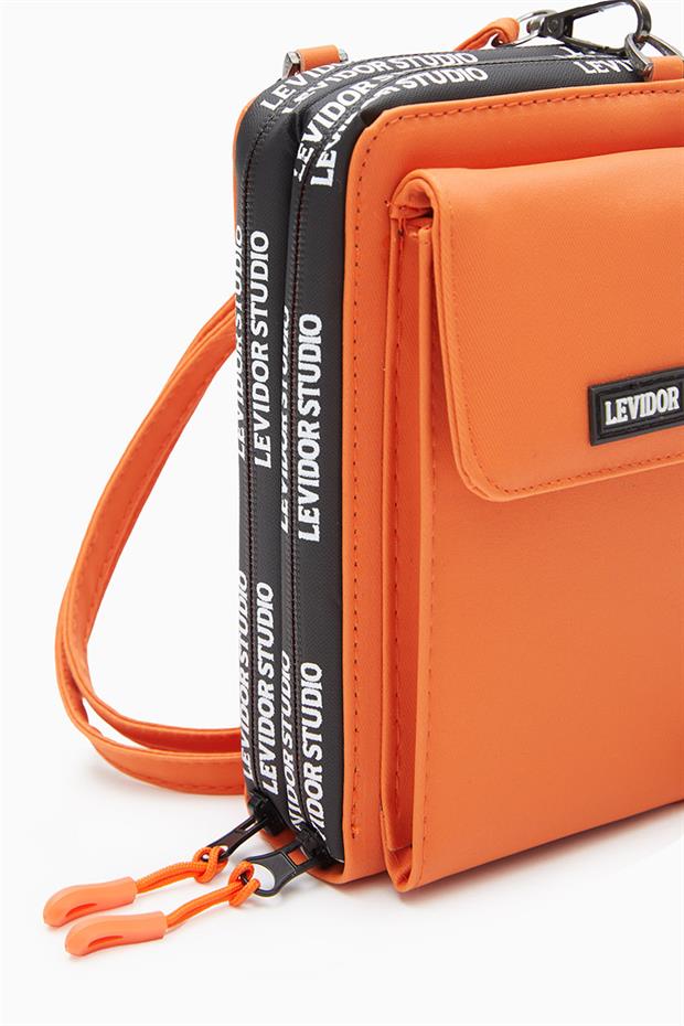 Turuncu Çok Gözlü Telefon Bölmeli Cüzdan