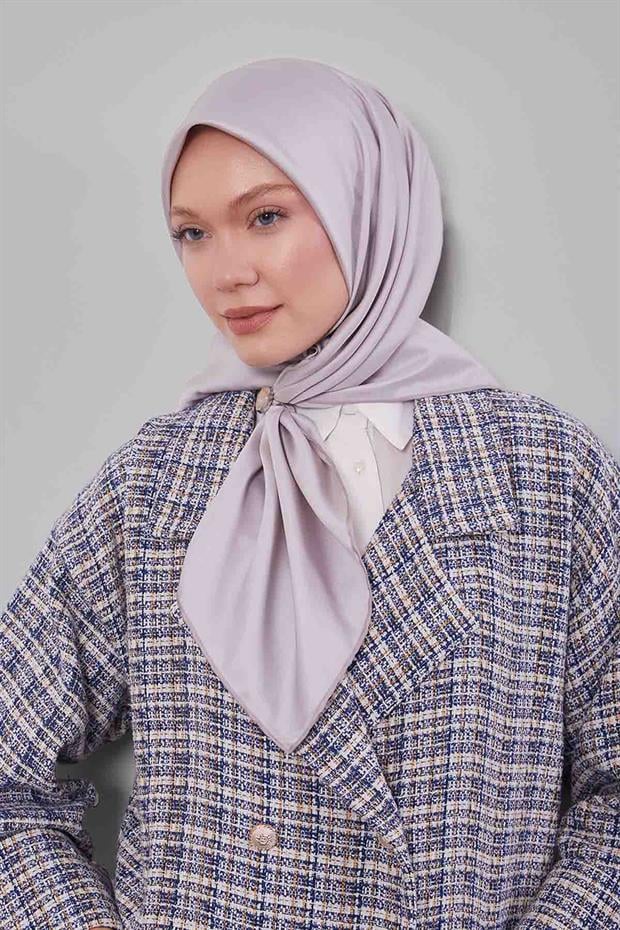 Açık Gri Düz Renk Trend Twill Eşarp