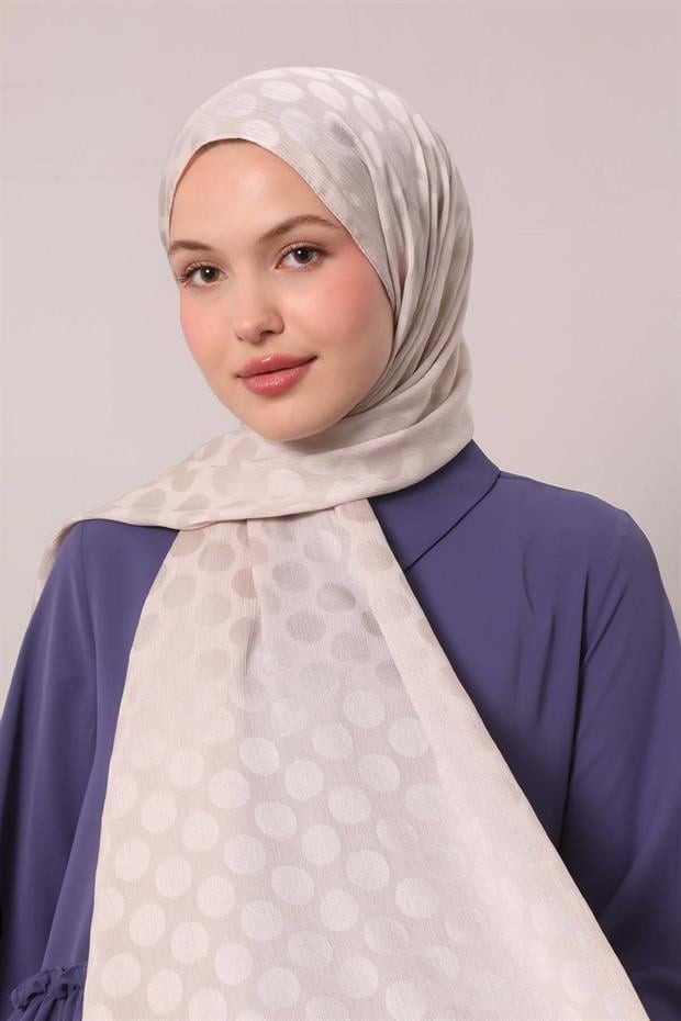 Açık Vizon Benek Desenli Jakar Capri Şal