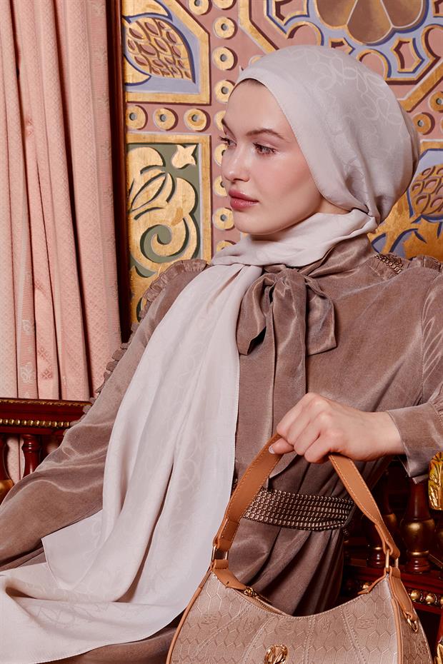 Açık Bej Geometrik Desen Grazia Şal