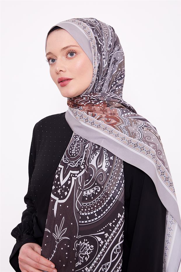 Açık Vizon Otantik Desen Love Şal