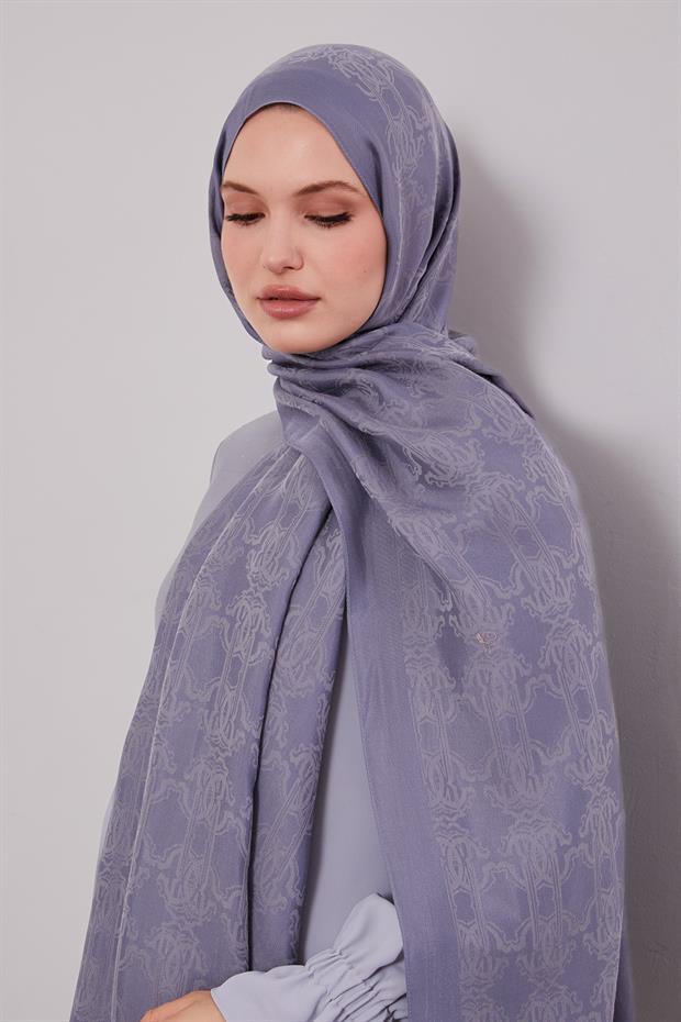 Açık Mavi Tuğra Desen Grazia Şal