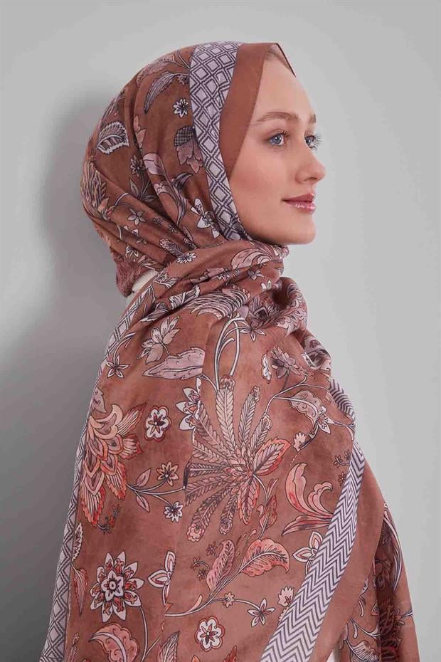 Açık Kahve Lale Desen Sport Şal