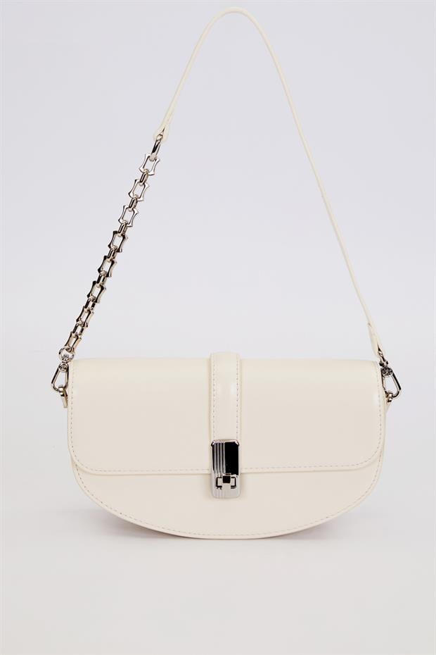 Açık Sarı Metal Detaylı Omuz Çantası